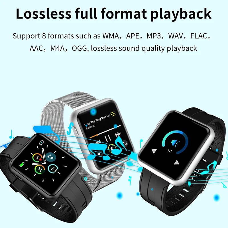 

Bluetooth Смарт-часы с MP3-плеером через наушники, поддержка смарт-браслета, скакалка, Велоспорт, настольный теннис, бадминтон, наручные часы MP3