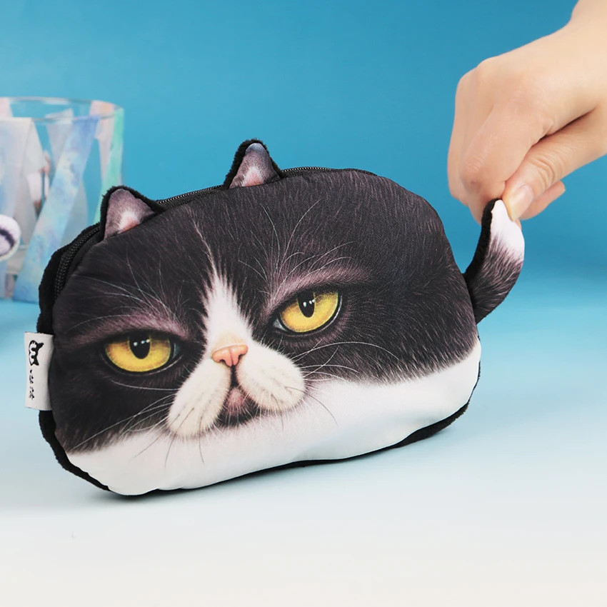 Kawaii кошки молнии пеналы милый 3D Плюшевые карандаши случае большой емкости школьные принадлежности сумка для канцтоваров 1 шт