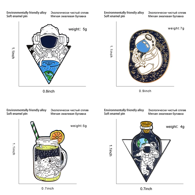 Qihe ювелирные изделия 4 стиля волшебный астронавт эмбрион Космос сжимающаяся земля Эмаль Булавка броши значки мультфильм астронавт коллекция булавок