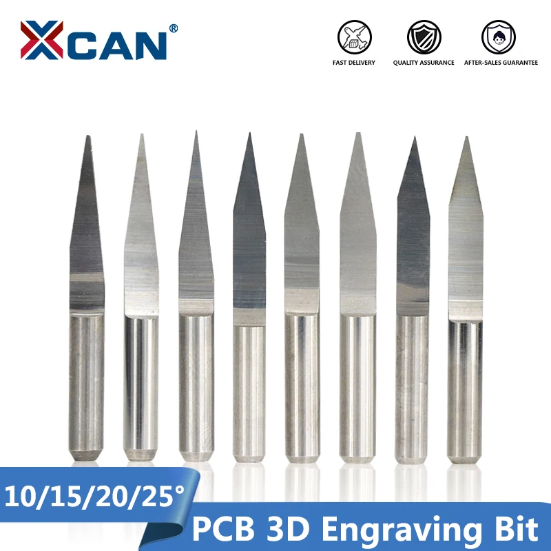 10pc 3.175mm x 30 Degree x 0.1mm 3-edge CNC router bit Three Face PCB WOOD METAL