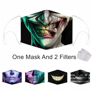 

Reusable Skull Printed Face Masks Face Dust Masks Fashion Face Funny Mask with Filters Unisex Banquet Party Mouth Muffle Mask