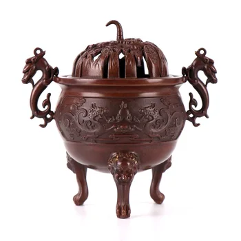 

MOZART Pixiu Furnace Pure Copper Decoration Pan Incense Burner Household Incense Burner Decoration, Diameter 16 high 14 cm