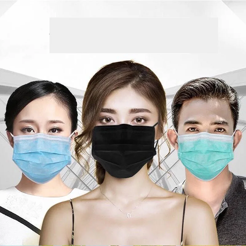

New 50PCS Disposable Protective Mask 3 Layers Dustproof Facial Protective Cover Earloop Masks Prevent bacteria anti-virus Masks