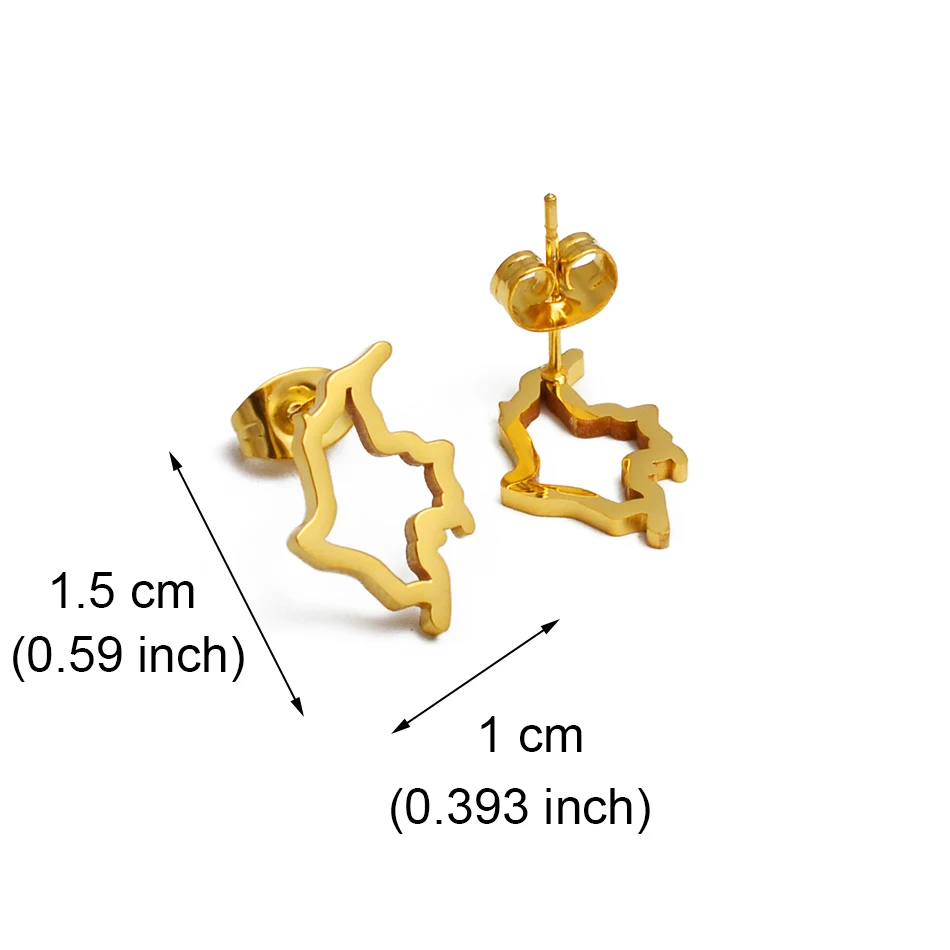 Anniyo 1.5cm Small Colombia Outline Map Stud Earrings of Colombian Jewelry Stainless Steel  #253221 3