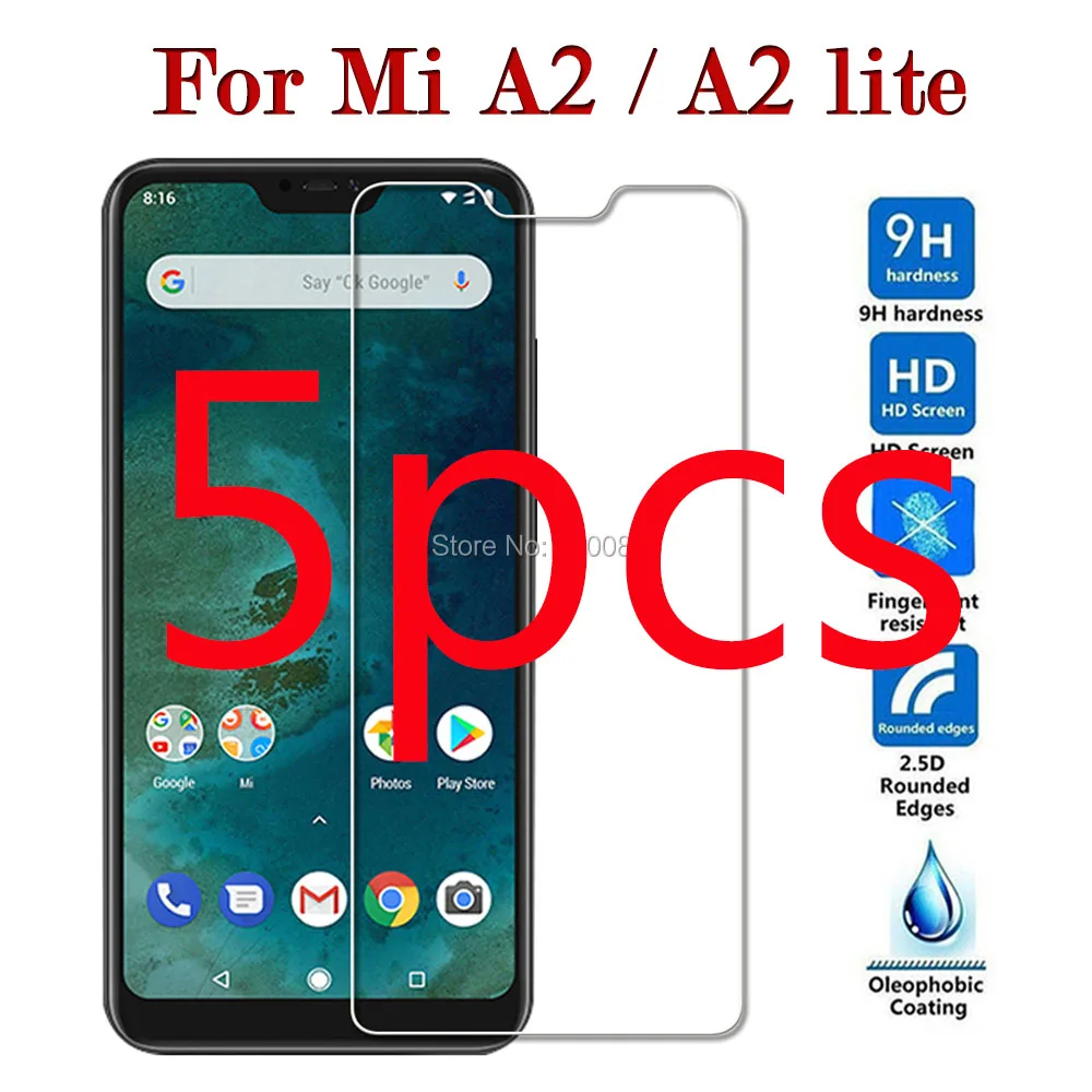 Защитное стекло для Xiaomi Mi A2 lite 5 шт. защитное закаленное Xiaome A 2 A2lite легкая Защитная