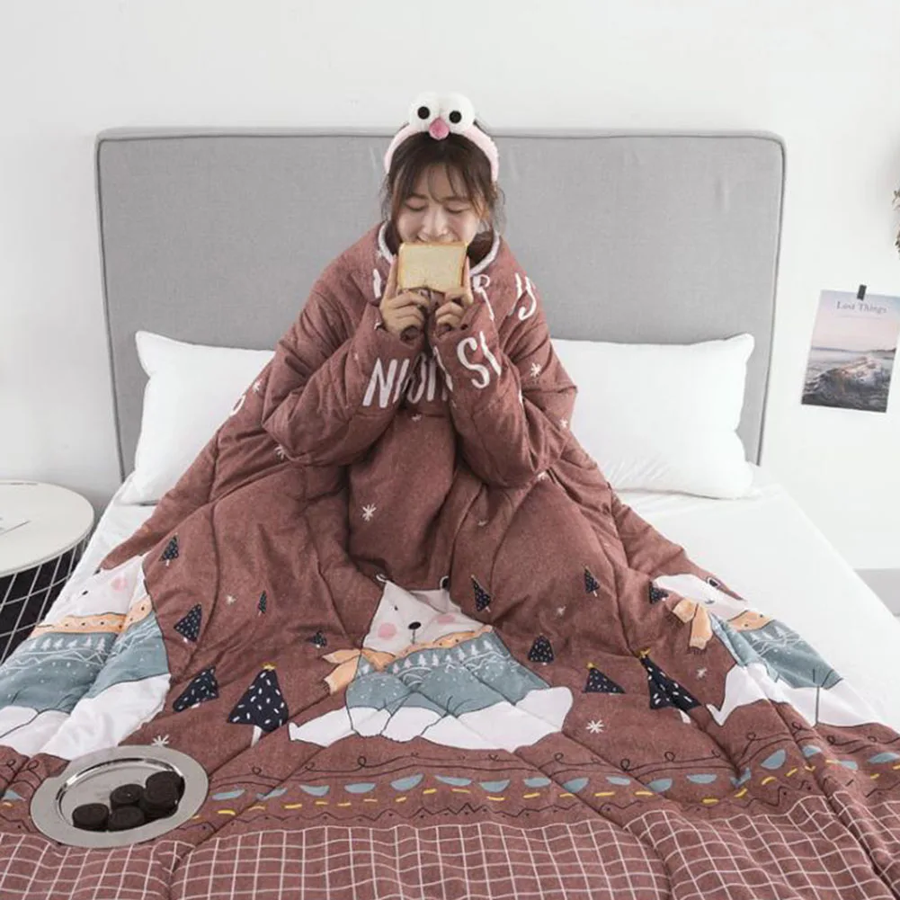Новое анти-кик рукава «ленивое» одеяло зимнее теплое толстое многофункциональное одеяло для студенческого общежития домашний офис «ленивое» одеяло s - Цвет: Bear