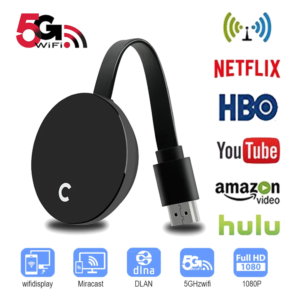 A5 HBO netflix youtube airplay miracast беспроводной адаптер hdmi беспроводной дисплей ресивер mirascreen 5G WIFI hdmi dongle зеркальный экран ТВ палка литой за Android/Apple tv