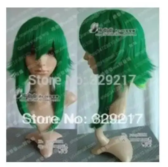 Zhaoxia++ 03637@ Q8@*+++> COS VOCALOID GUMI Длинный Темно-зеленый парик для косплея X052945
