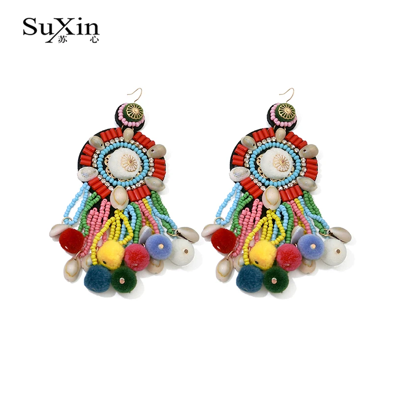Suxin Bohemian Handmade Earrings For Women Boho Style Woman Tassel Earring Female Jewelry Bridal Fringed Vintage Long Earrinngs | Украшения