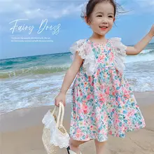 Vestido de verano para niña, falda Floral de algodón para niño, ropa para niño, falda de princesa para bebé, verano 2021