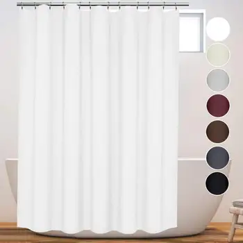 

Extra Long White Fabric Shower Curtain 72 x 86 Inch Long Shower Curtain Heavy Weight for Home Use Bath Curtain Water Resistant