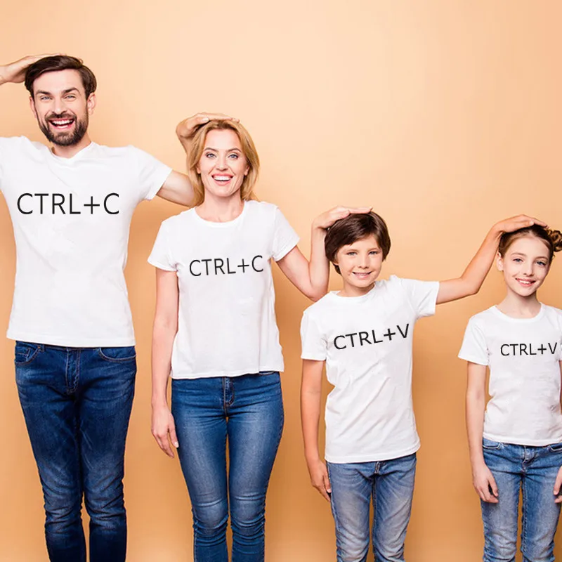 Одежда для мам и детей с забавными клавишами Ctrl + C V|Сочетающаяся одежда семьи| |
