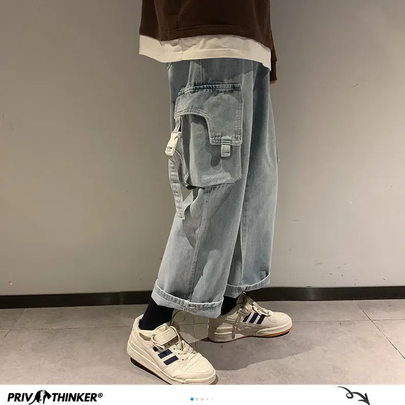 Privathinker Men's Straight Autumn Wide Legs Casual Jeans Man 2020 Korean Hip Hop Large Trousers Safari Style Loose Denim Pants Privathinker Men's Straight Autumn Wide Legs Casual Jeans Man 2020 Korean Hip Hop Large Trousers Safari Style Loose Denim Pants
