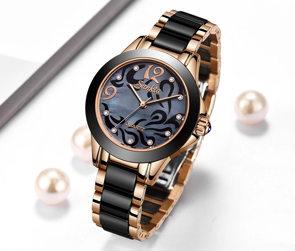 SUNKTA модные женские часы-браслет повседневные керамические кварцевые наручные часы водонепроницаемые часы Relogio Feminino