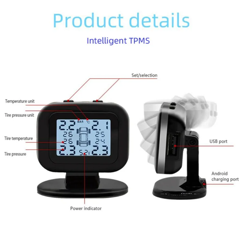 Auto Wireless Tire Pressure Monitoring System TPMS 4 External Sensor For Luxes