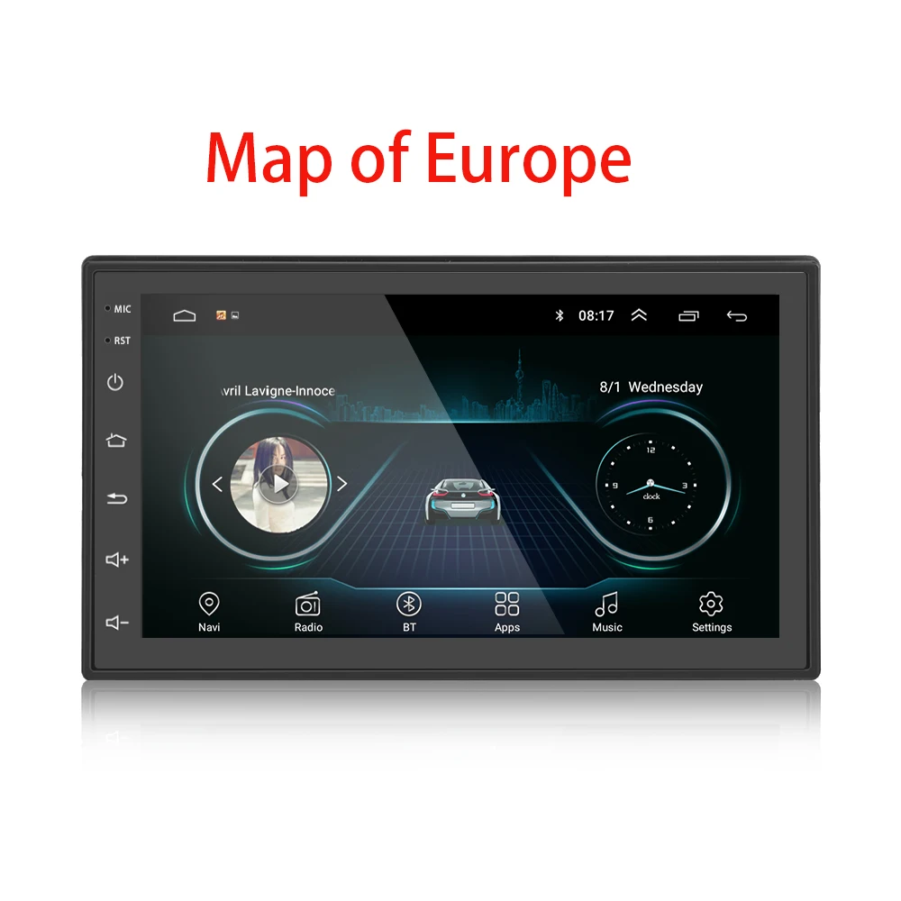 Автомобильный мультимедийный плеер Andriod gps навигация 2DIN HD Авторадио WiFi USB FM 2 Din " автомобильный аудио Радио стерео резервный монитор - Цвет: Map of Europe