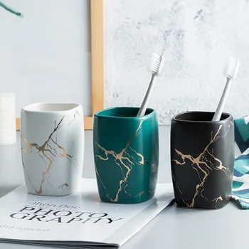 

Ceramic Marbling Mouth Couple Outfits Toothbrush Cup Wash Tooth Mug a Pair of Wedding Gifts mug tazas de ceramica creativas
