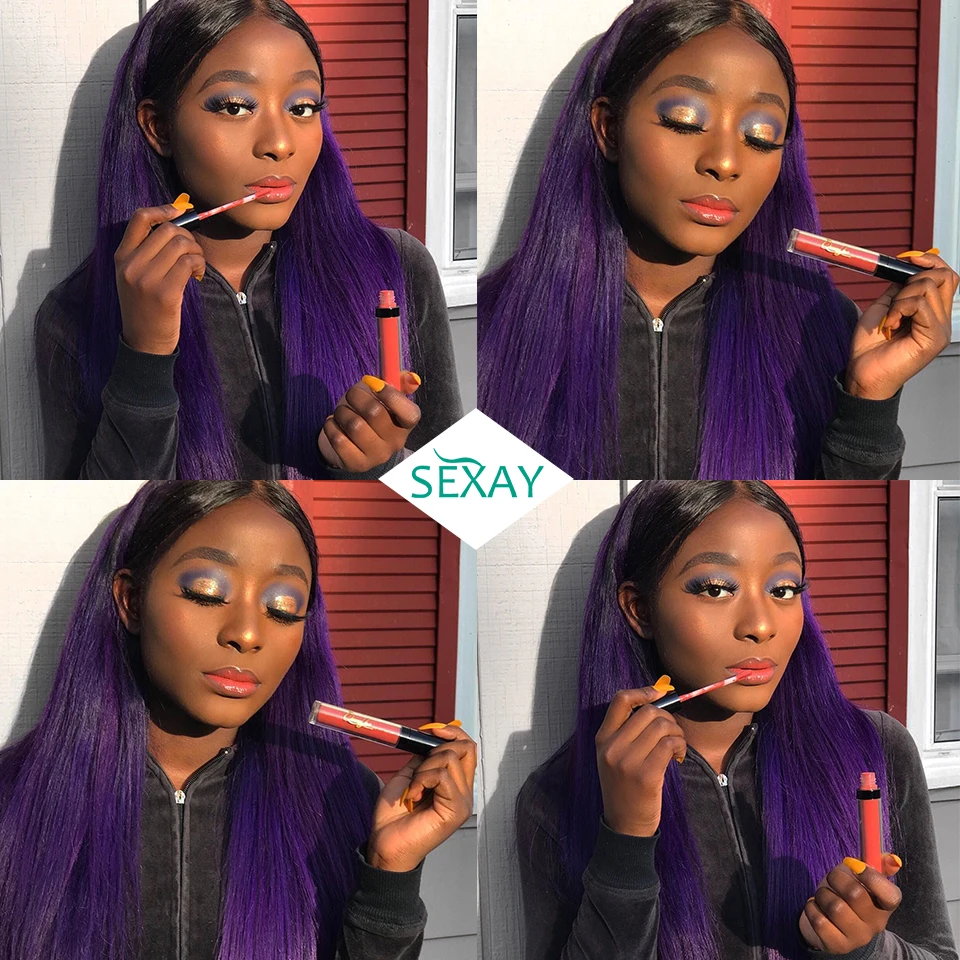 1B Purple Colored Hair Bundles Peruvian Straight Human Hair Weave 10-28 Inch Remy Straight Ombre Human Weave Bundles