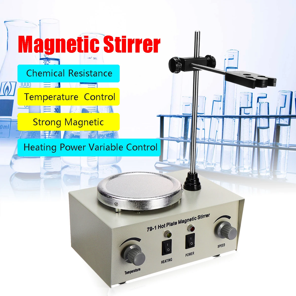 1# 1L Digital Magnetic Stirrer Mixer Machine Magnetic Stirrer Portable Hot Plate Magnetic Stirrer Mixer with Heated Function,0-3000 RPM for Scientific Research Clinics Classrooms Laboratory 