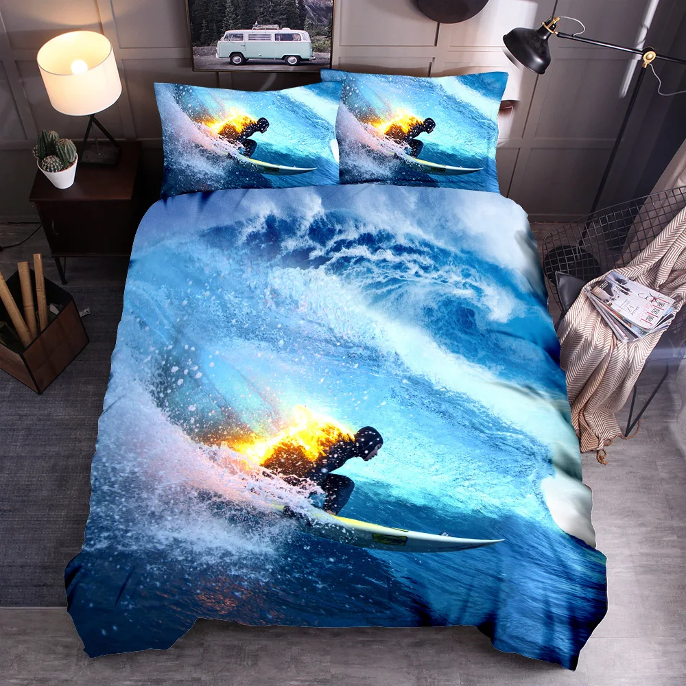 

3d Sport Surfing Duvet Cover Set Single double Twin/Queen 2pcs/3pcs bedding sets Bed Linen
