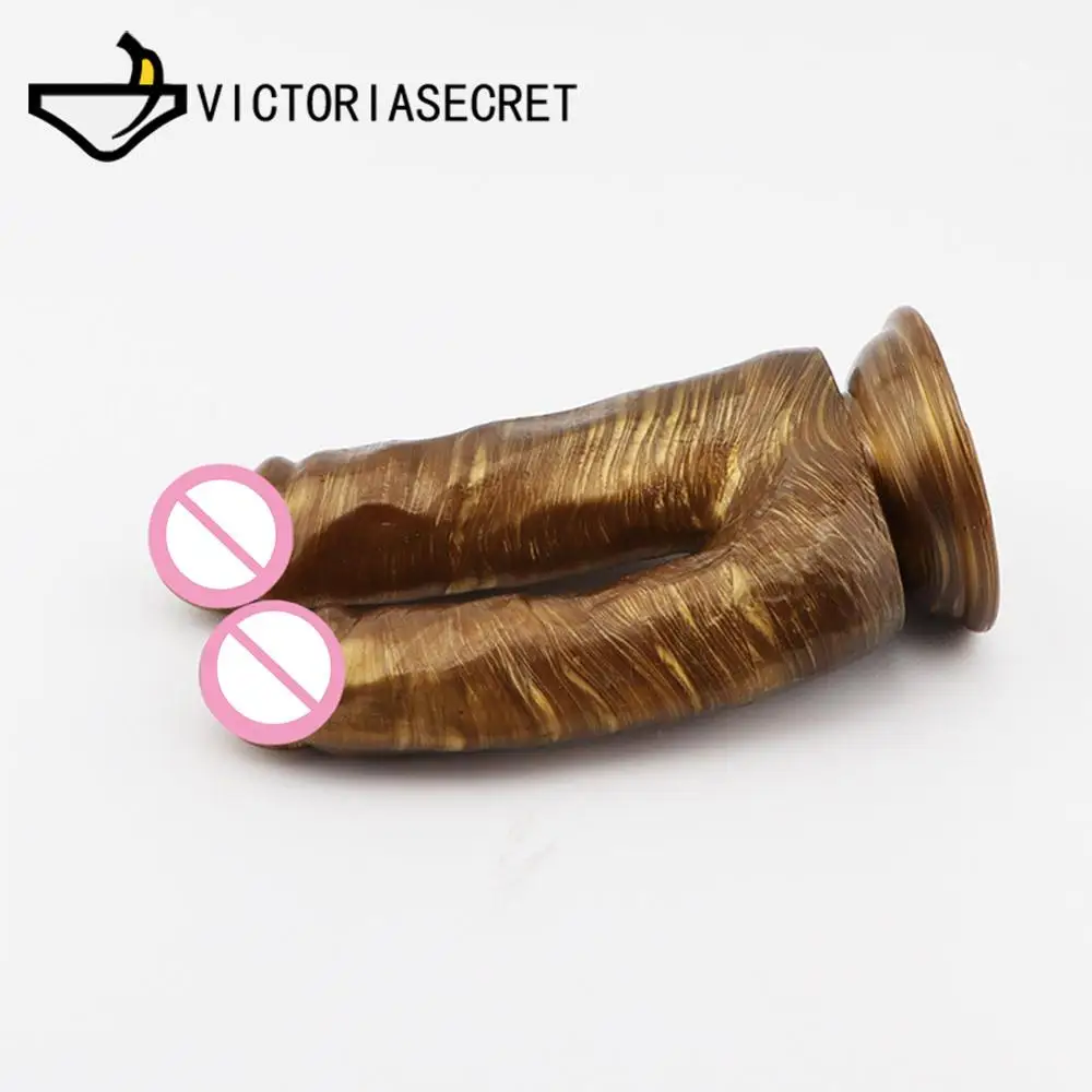 Sex Toy Shop Double head Penis Sucker Dildo For Woman Realistic Vagina Masturbation Cock Penis Adult Toys Anal Butt Toys For Gay