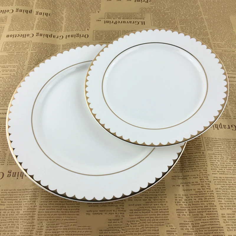 Luxury Dinner Plates European Style Gold Dessert Plate Kitchen Serving