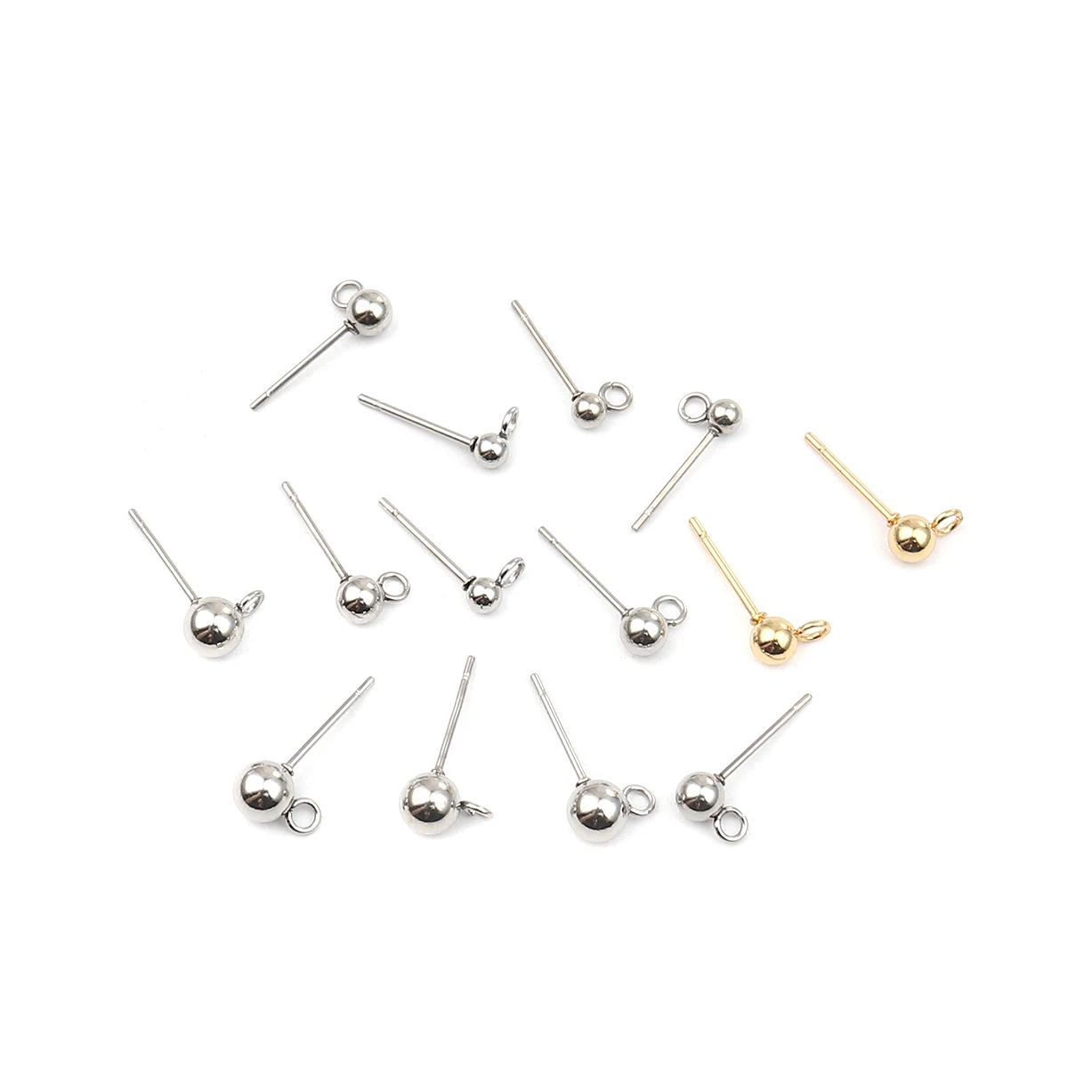 

Stainless Steel Ear Nuts Post Stopper Earring Findings Silver Tone Round W/ Loop 6mm x 3mm, Post/ Wire Size: (21 gauge), 10 PCs
