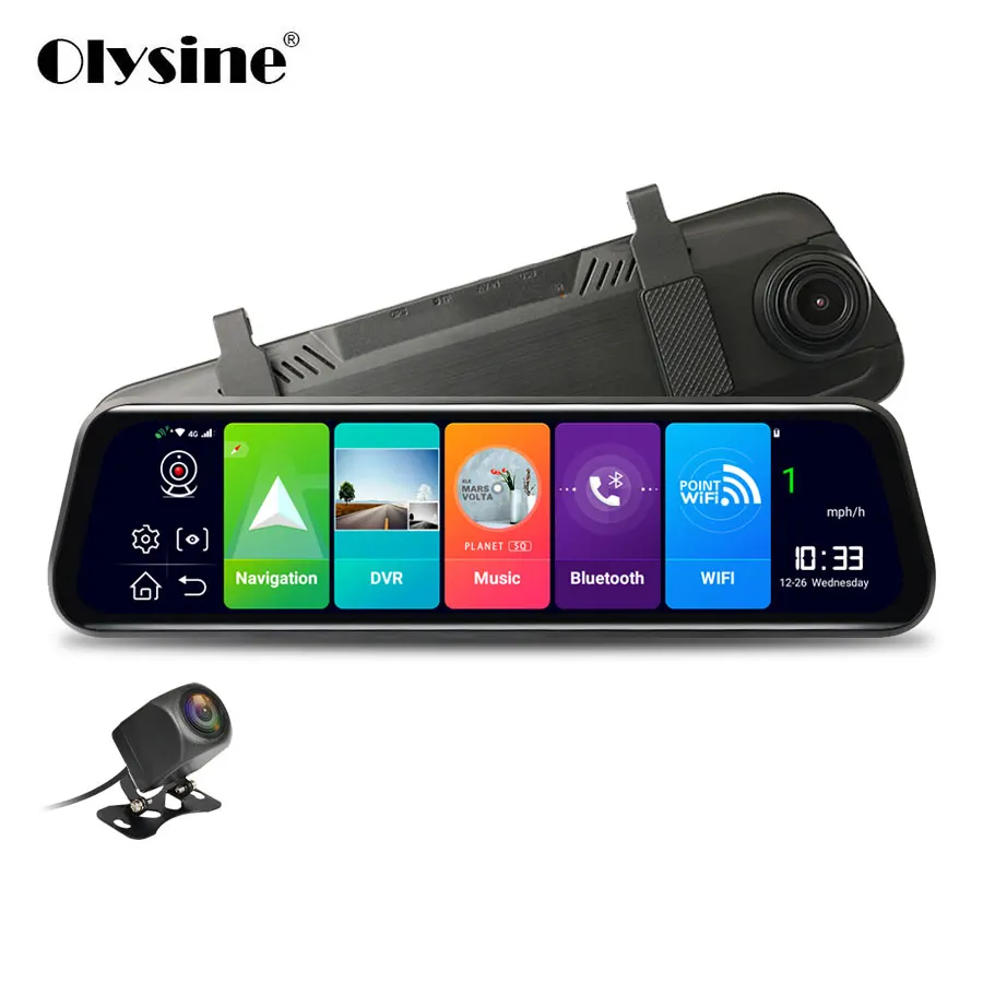 Olysine 1" зеркало заднего вида 4G Android 8,1 DVR ADAS Dash Cam gps навигация Wifi Автомобильная камера Full HD видео рекордер Удаленный просмотр