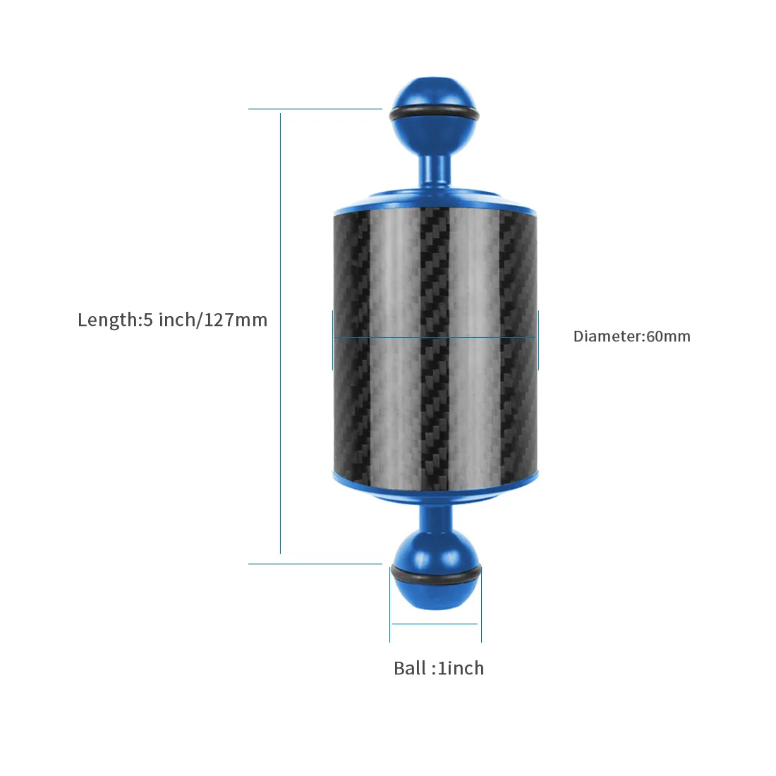 BGNING Дайвинг фотография из углеродного волокна плавучие лампы Arm двойные ручные аксессуары подводная фотография для Gopro Action Cam - Цвет: 5inch D60mm Blue