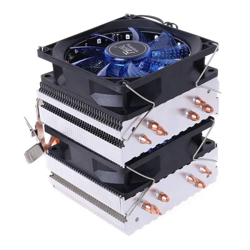 4PIN CPU Cooler 115X 1366 2011 6 Heatpipe Dual tower Cooling Fan for Inter AMD 5