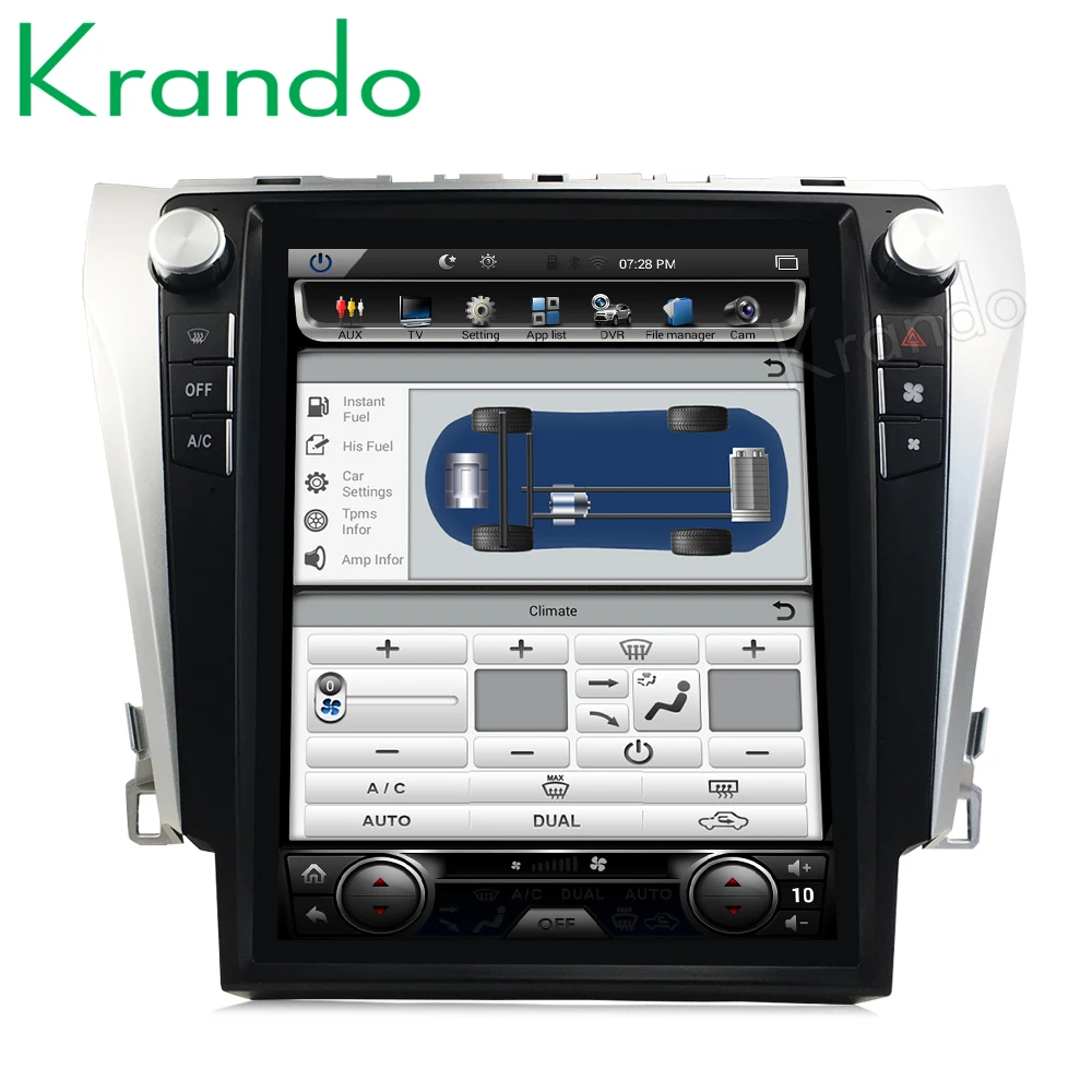 Discount Krando Android 8.1 12.1" Tesla style Vertical screen car multimedia system GPS for Toyota Camry 2013-2016 gps navigation player 4