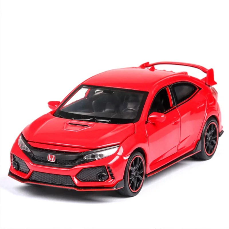 1:32 HONDA CIVIC TYPE-R литая модель автомобиля со звуковым светом, но без коллекции аккумуляторов или игрушек для детей Birhday подарки - Цвет: red