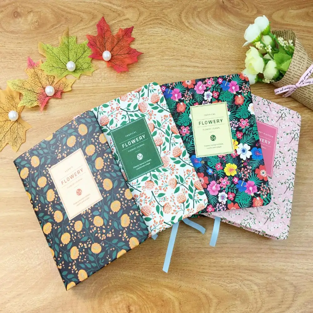 Korean Cute Leather Cover Floral Flower Schedule Book Diary Weekly Monthly Planner Organizer Notebook Kawaii Stationery