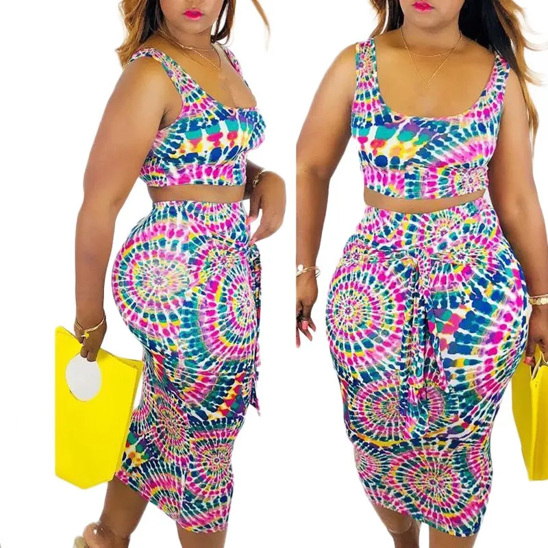 Mooie Vrouwen Sexy Mouwloze Tweedelige Set Mooie Zomer Crop Top En Midi Kokerrok Afdrukken Pak Party Outfits Mooie Vrouwen Sexy Mouwloze Tweedelige Set Mooie Zomer Crop Top En Midi Kokerrok Afdrukken Pak Party Outfits