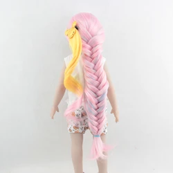 Perruque de poupée américaine élégante, 18 pouces, couleur naturelle, douce, Fiber, accessoires pour poupées, DIY 