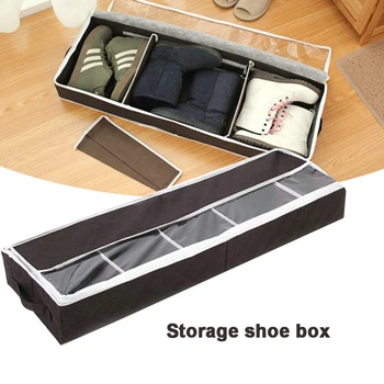 

Folding Visible Shoe Box Multi-function Clothes Shoe Boots Organizer Box With partition Home Bed bottom Shoes Storage Cases