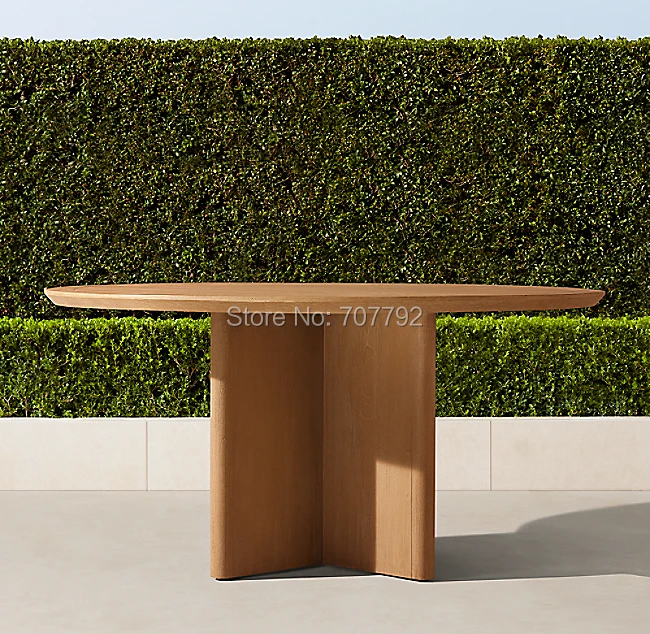 Outdoor furniture wooden natural teak round dining table | Мебель