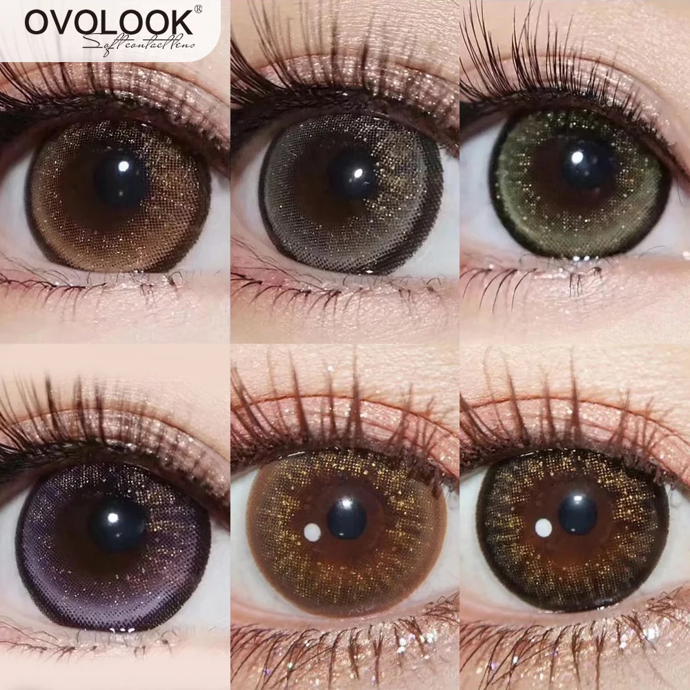 

OVOLOOK-2pcs/pair Beautiful Lenses 10 Tone Colored Lenses Gilt Gold Powder Series Contact Lenses Eye Color Lens One Year Throw