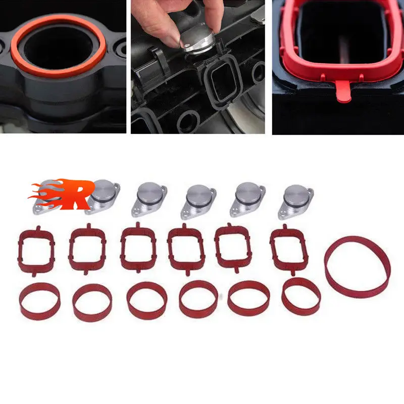 Set of 4/6 x 22/33mm design by aluminum For BMW M57 Swirl Flap Blanking Plates seal with intake manifold gasket 6 cylinder