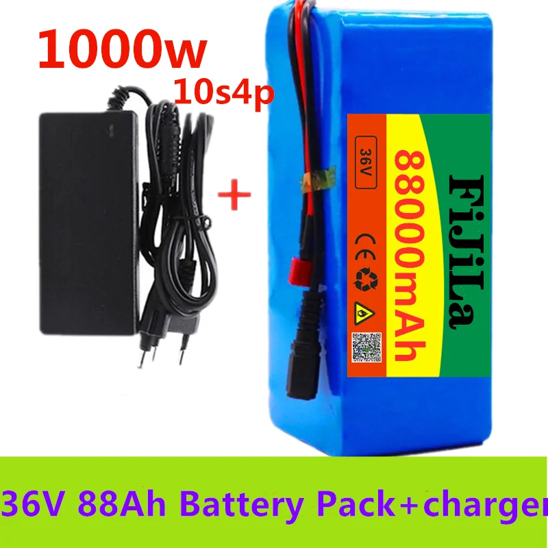 10S4P 36V battery 88Ah pack 1000W high power 42V 88000mAh 36v electric bike BMS with 42v charger | Электроника