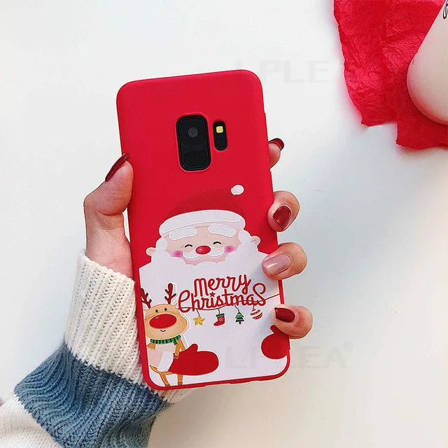 Одежда для сна из хлопка с рождественскими рисунками чехол для samsung Galaxy A50 A70 S8 S9 плюс S10 Note 8, 9, 10, плюс A10 A20 A30 A40 Санта Клаус Мягкая обложка - Цвет: Figure 5