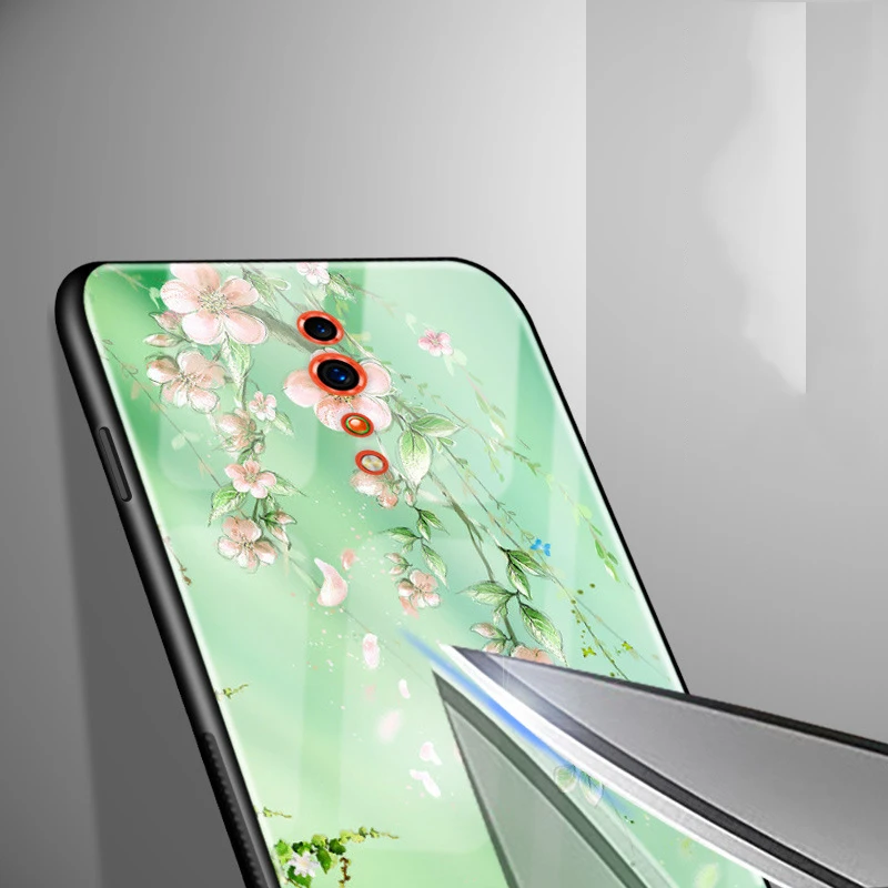 Для Oppo Reno Z Case 6,4 ''закаленное стекло Роскошный Жесткий чехол для Oppo Reno Z телефонные чехлы RenoZ Мягкий бампер для OppoRenoZ
