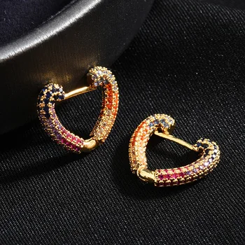 

Top Quality Fashion Gold Plated AAA+ Fancy Cubic Zirconia Classic Heart Stud Earrings For Women INS Jewelry