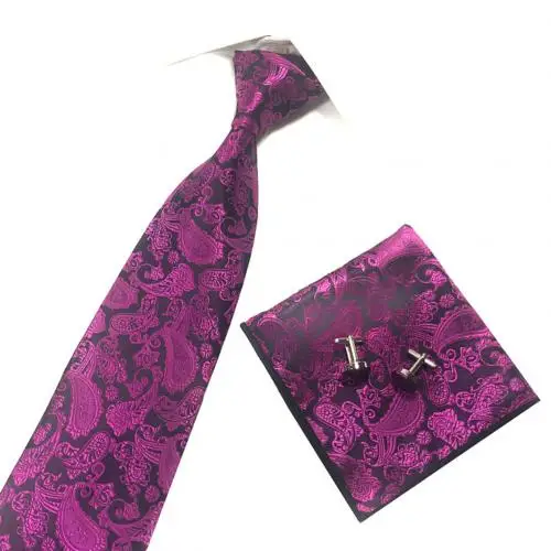 Purple Red 3 шт./компл. Chic Для женщин кешью принтом Свадебная вечеринка костюм галстук-бабочка карман воротник с отворотом галстуком-бабочкой Модная рубашка платье аксессуары Новинка для мужчин - Цвет: Purple Red