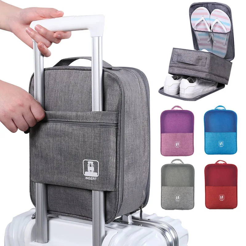 Acheter Sac de rangement pour chaussures de voyage, imperméable, Portable, noir et gris, organisateur de valise à la mode, sac de rangement pour chaussures de voyage, 2022 pas chere