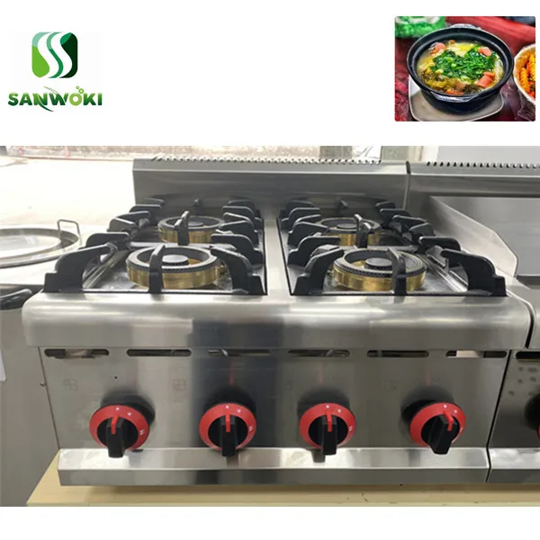 Коммерческая газовая плита с 4 горелками кухонная глиняная горелка из
