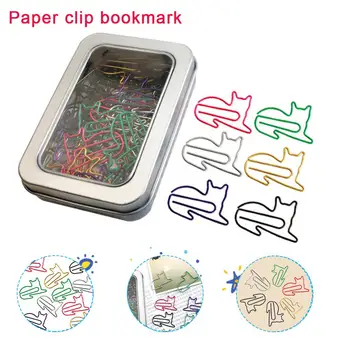 

60pcs/box Cartoon Paper Clip Cute Cat Shaped Bookmark Clips School Office Supplies for Party Card Decoration Gift Stationery