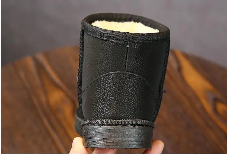 Детская обувь для малышей; теплые зимние ботинки для детей; плюшевые зимние ботинки на толстой подошве для мальчиков и девочек; большие размеры 25-36