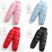 Зимние Детские хлопковые брюки теплые пуховые Хлопковые Штаны для мальчиков детские штаны с высокой талией для девочек