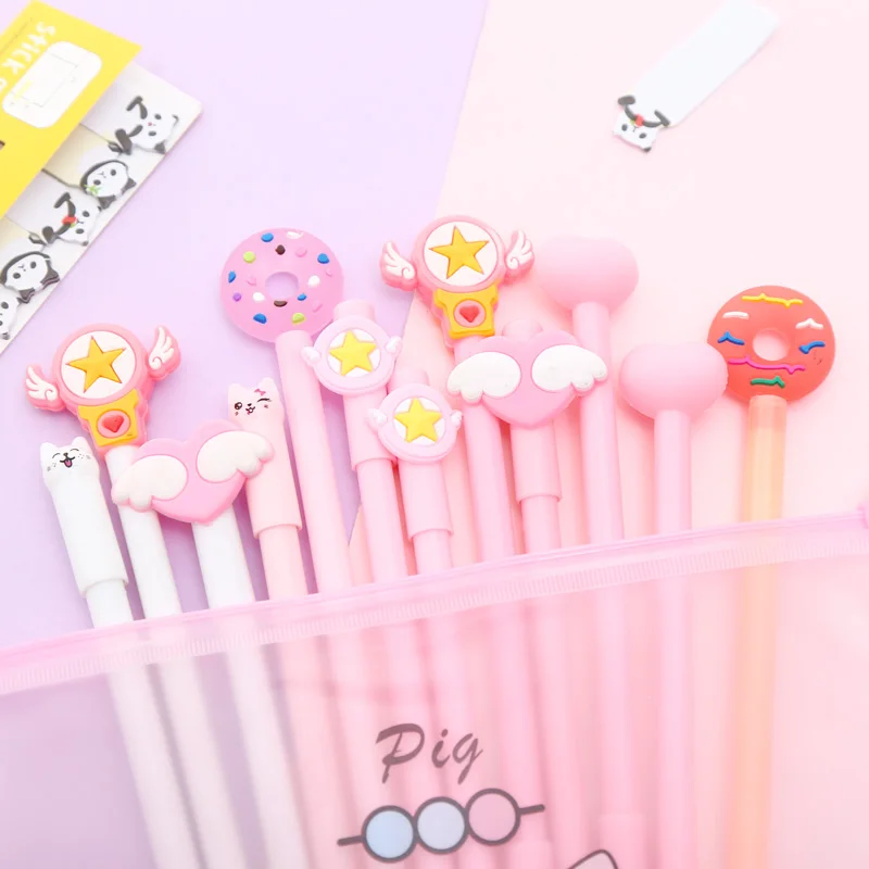 Mixing 12pcs Set Gel Pen Kawaii Cartoon Creative Alpaca Cute Cool School Ink Pens Office Stationary Supply with Pencil Bag - Цвет: 13